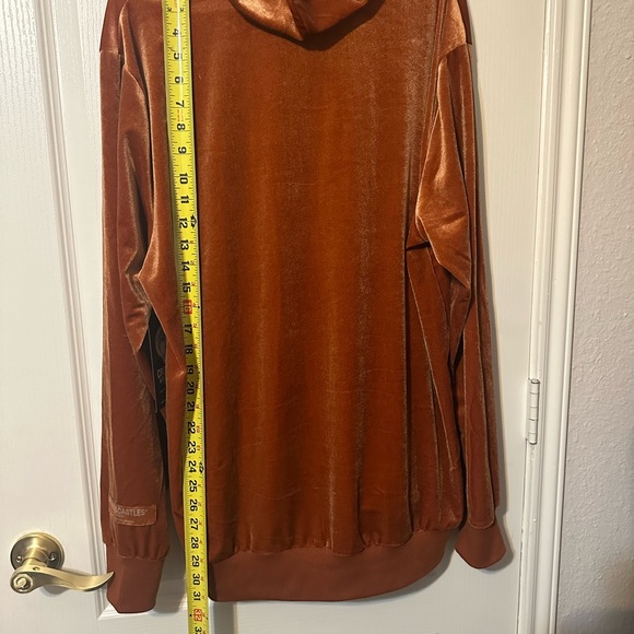 CROOKS & CASTLES Hoodie Men's Large Velvet Sweatshirt Brown Soft NWT - Picture 4 of 7
